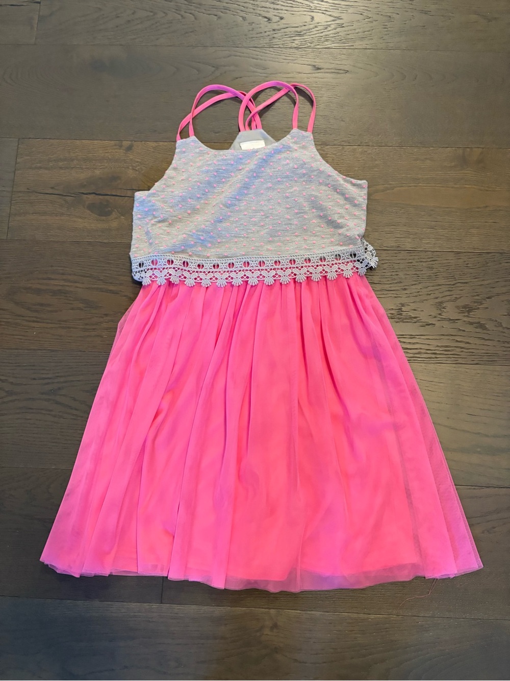 Iris & Ivy girls pink / gray dress sz 16 NWT ret $99